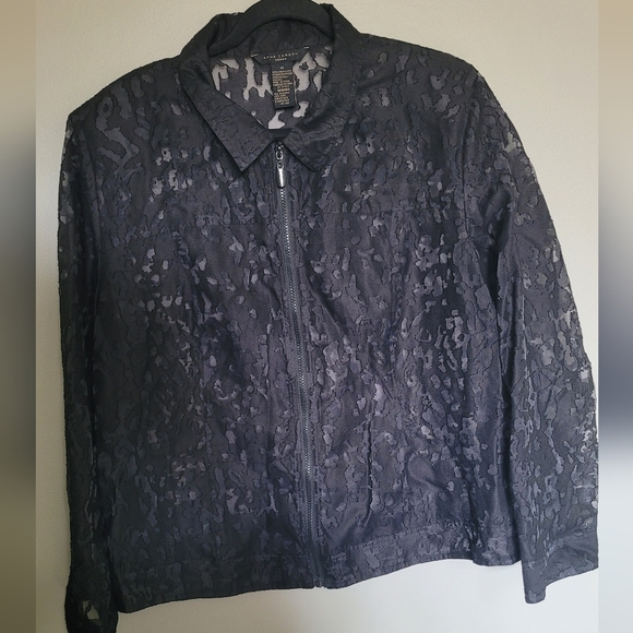 Anne Carson Sheer Patterned Zip Up Jacket Plus Size 1X EUC - Picture 4 of 6